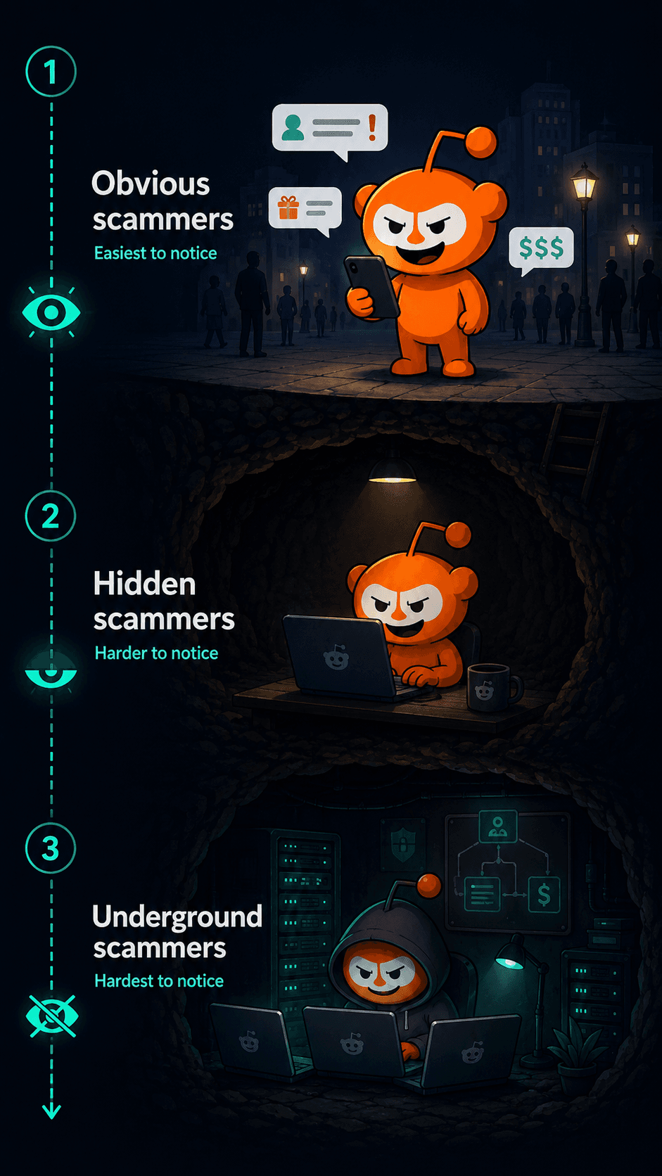 Guide explaining how to identify ticket scam warning signs from a Reddit profile