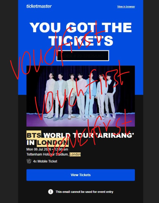 Original ticket proof with a visible seller watermark