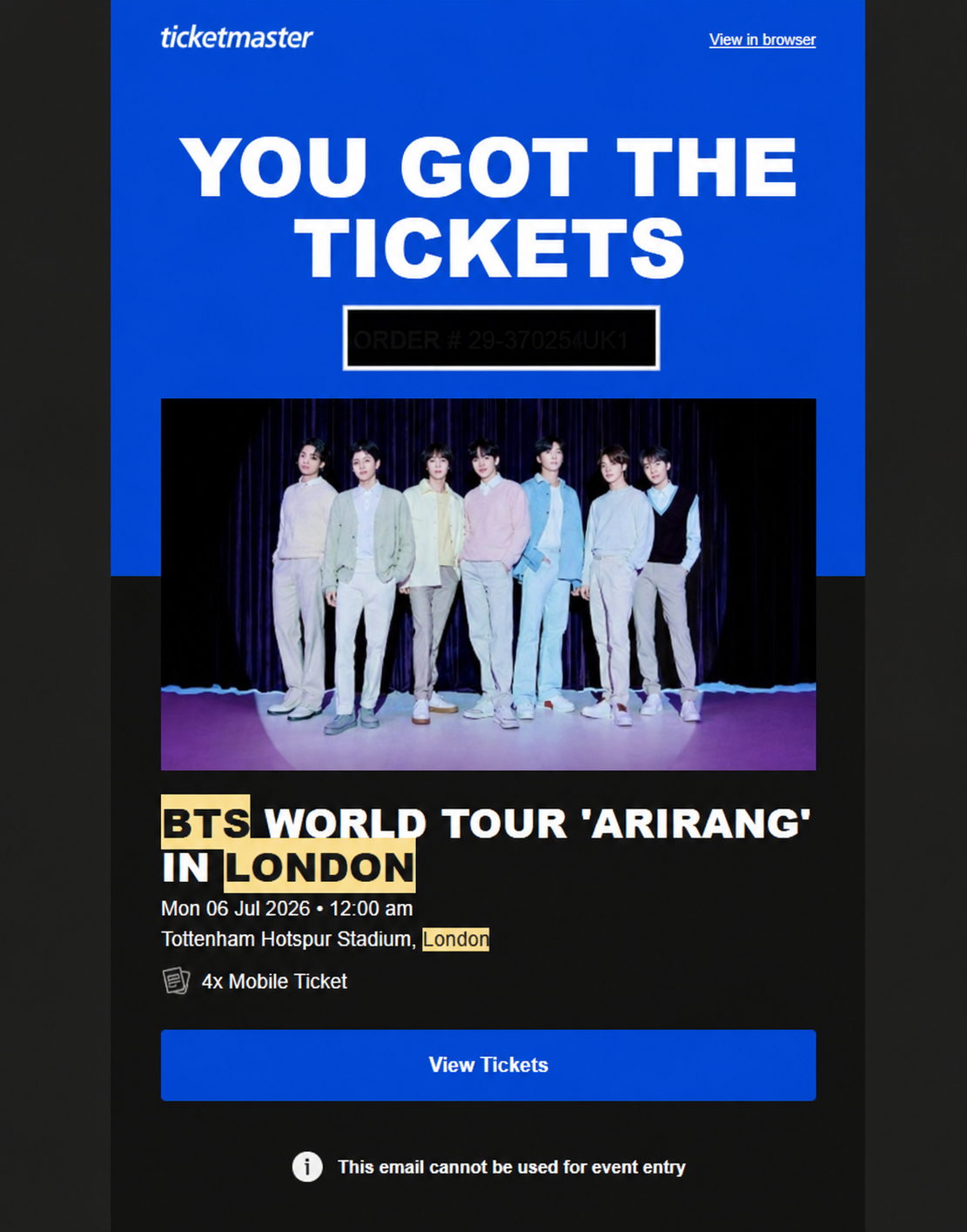 The same ticket proof after AI removes the seller watermark